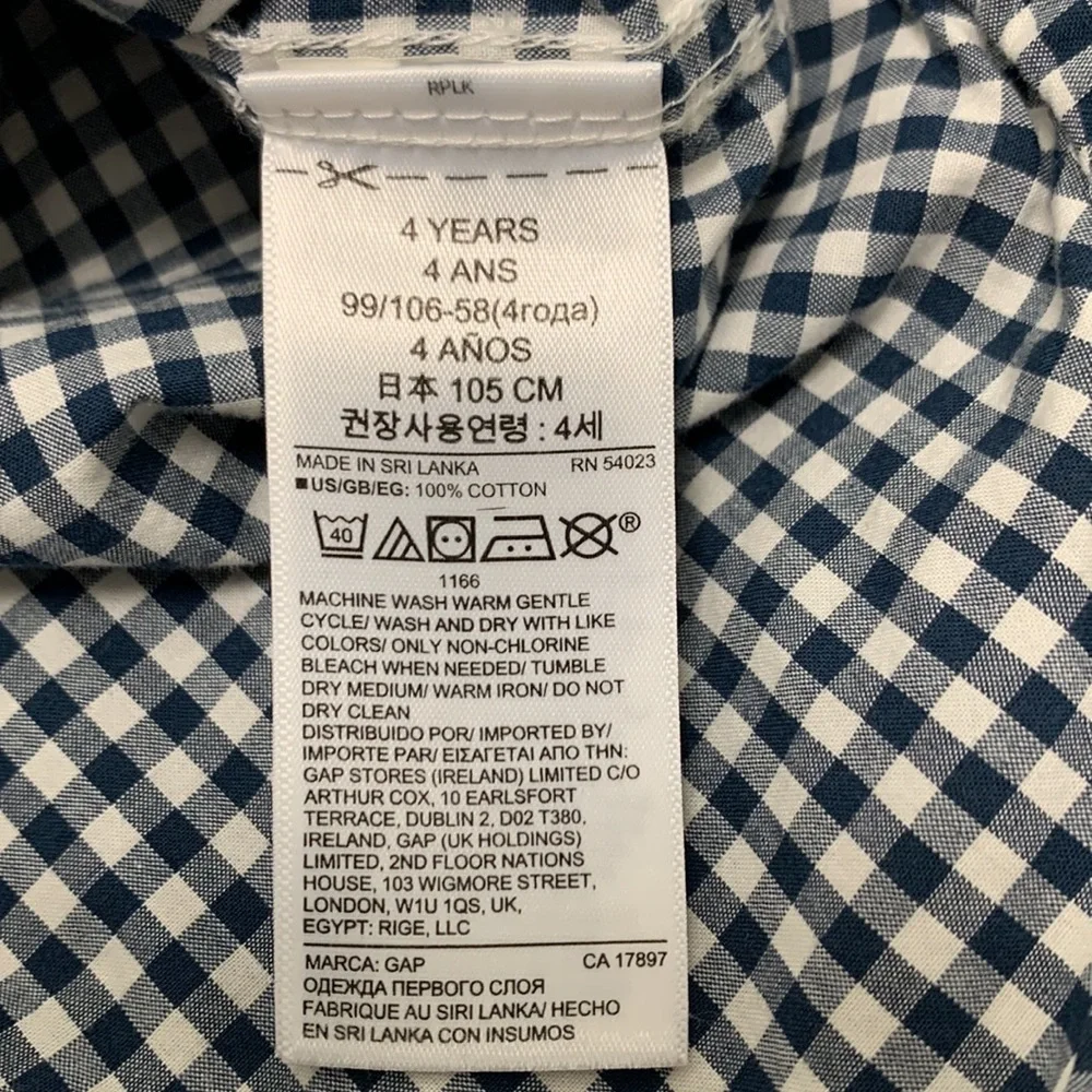 Gap boys button down - blue and white gingham print - size 4